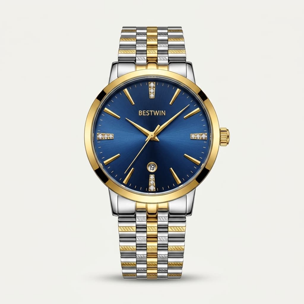 Bestwin Two-Tone Royal Blue Diamond Dial
