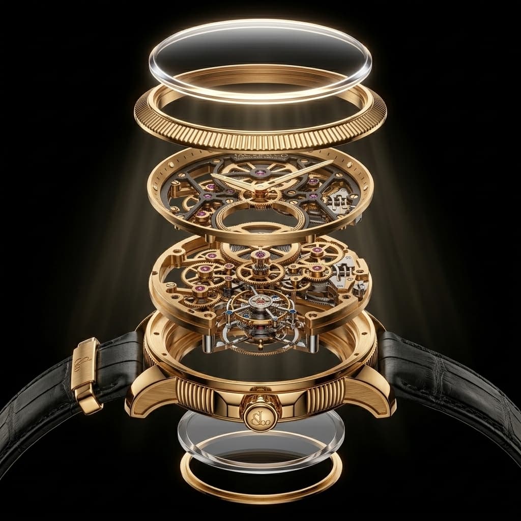 8K Deconstructed Exploded Tourbillon Watch Anatomy